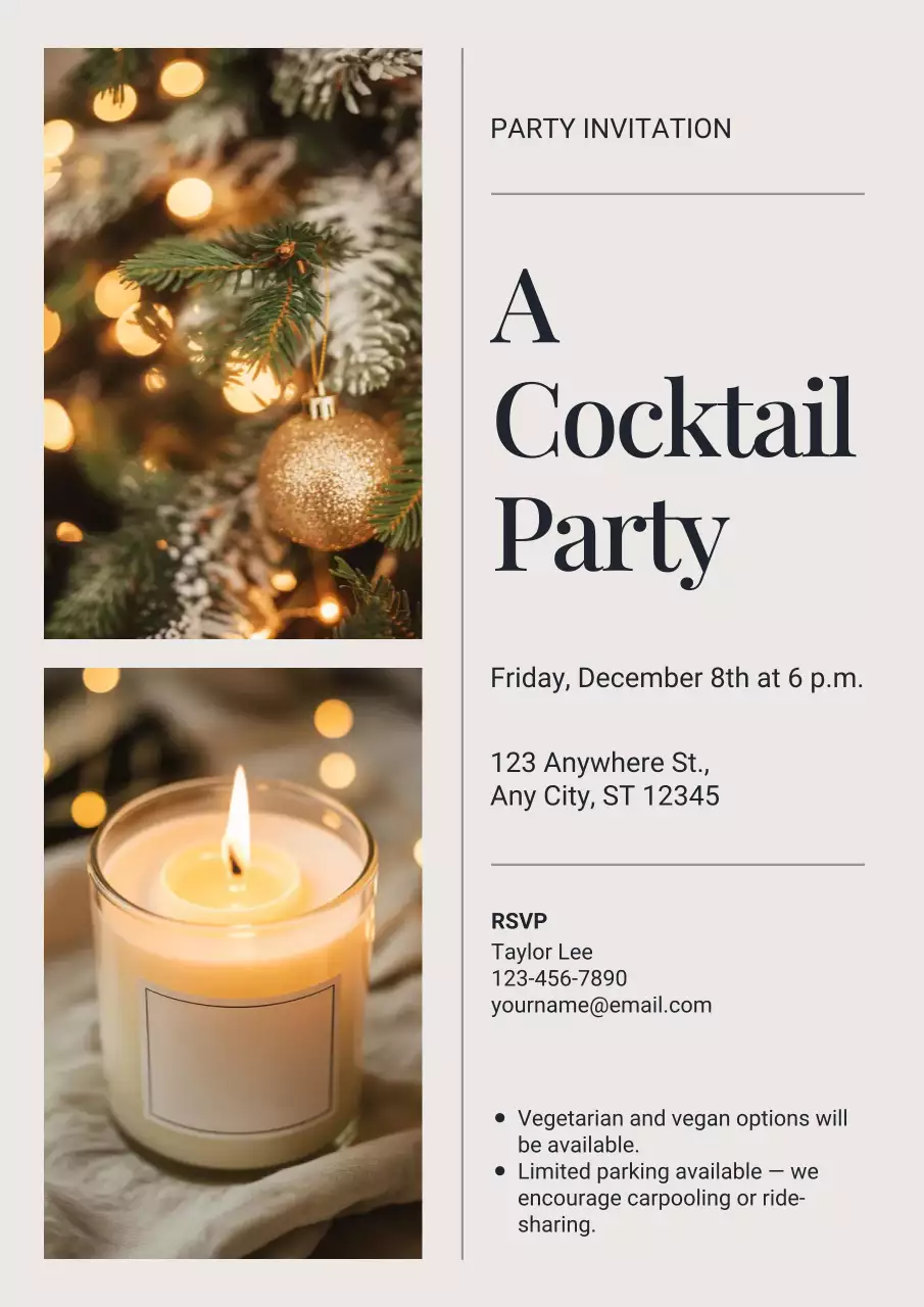 Beige Elegant Cocktail Invitation Poster