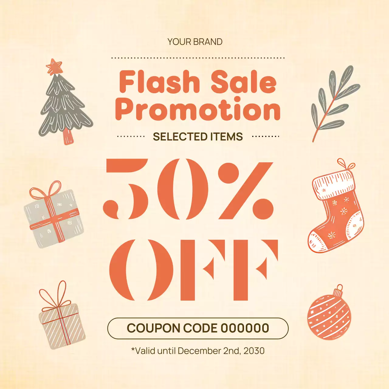 Beige Vintage Holiday Promotion Social Media Square