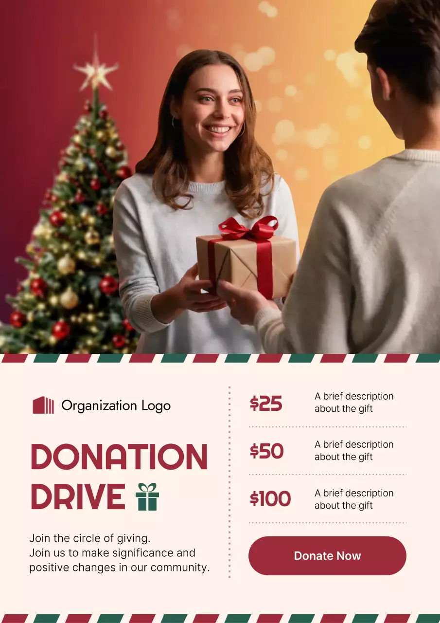 Red Modern Donation Web Poster