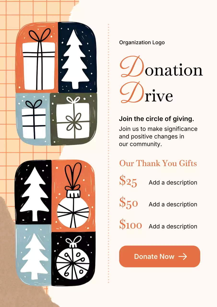 Beige Minimal Donation Web Poster