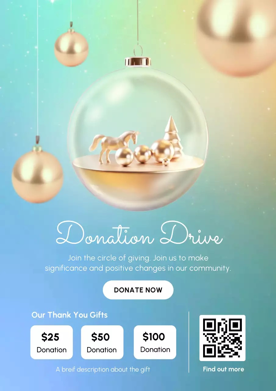 Gradient Gold Elegant Donation Web Poster