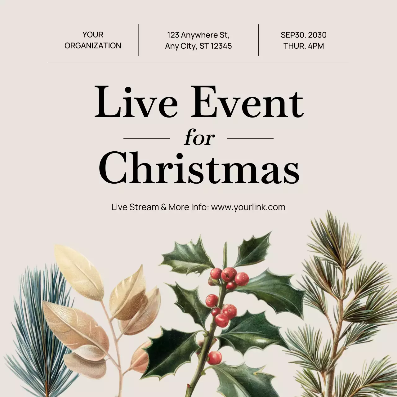 Beige Botanical Event Invitation Instagram Post