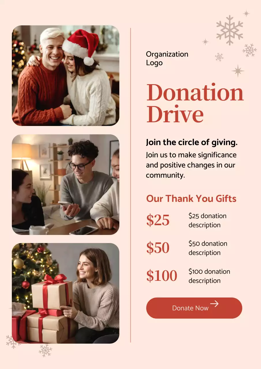 Beige Modern Donation Web Poster