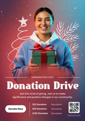 Red Modern Donation Web Poster