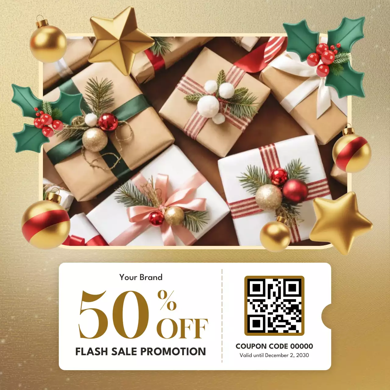Beige Festive Holiday Promotion Social Media Square
