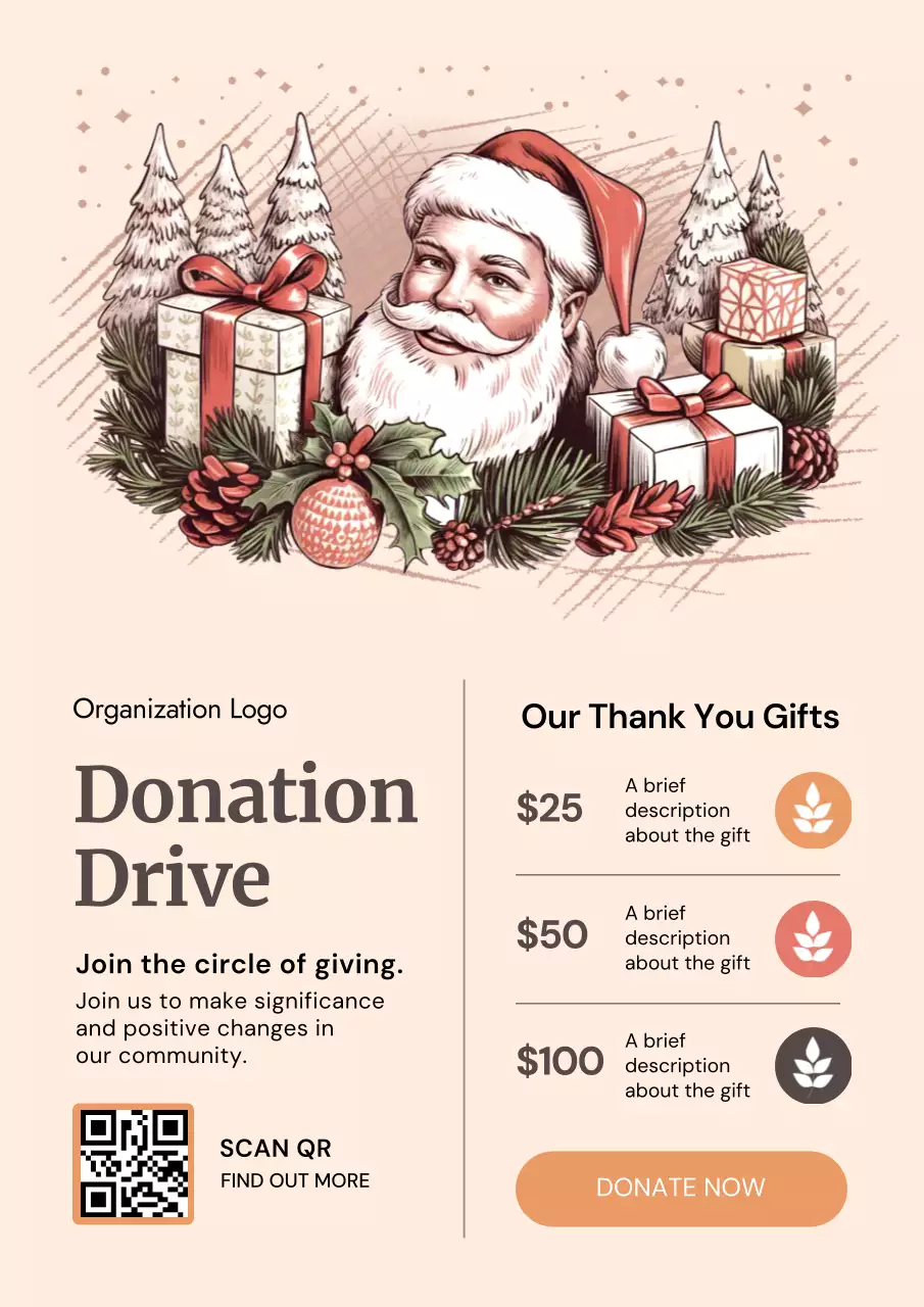Beige Vintage Holiday Donation Web Poster