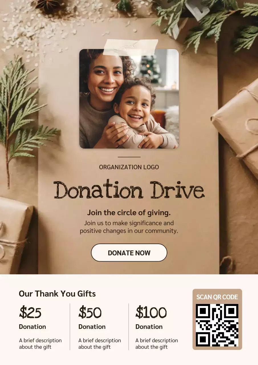 Beige Modern Donation Web Poster