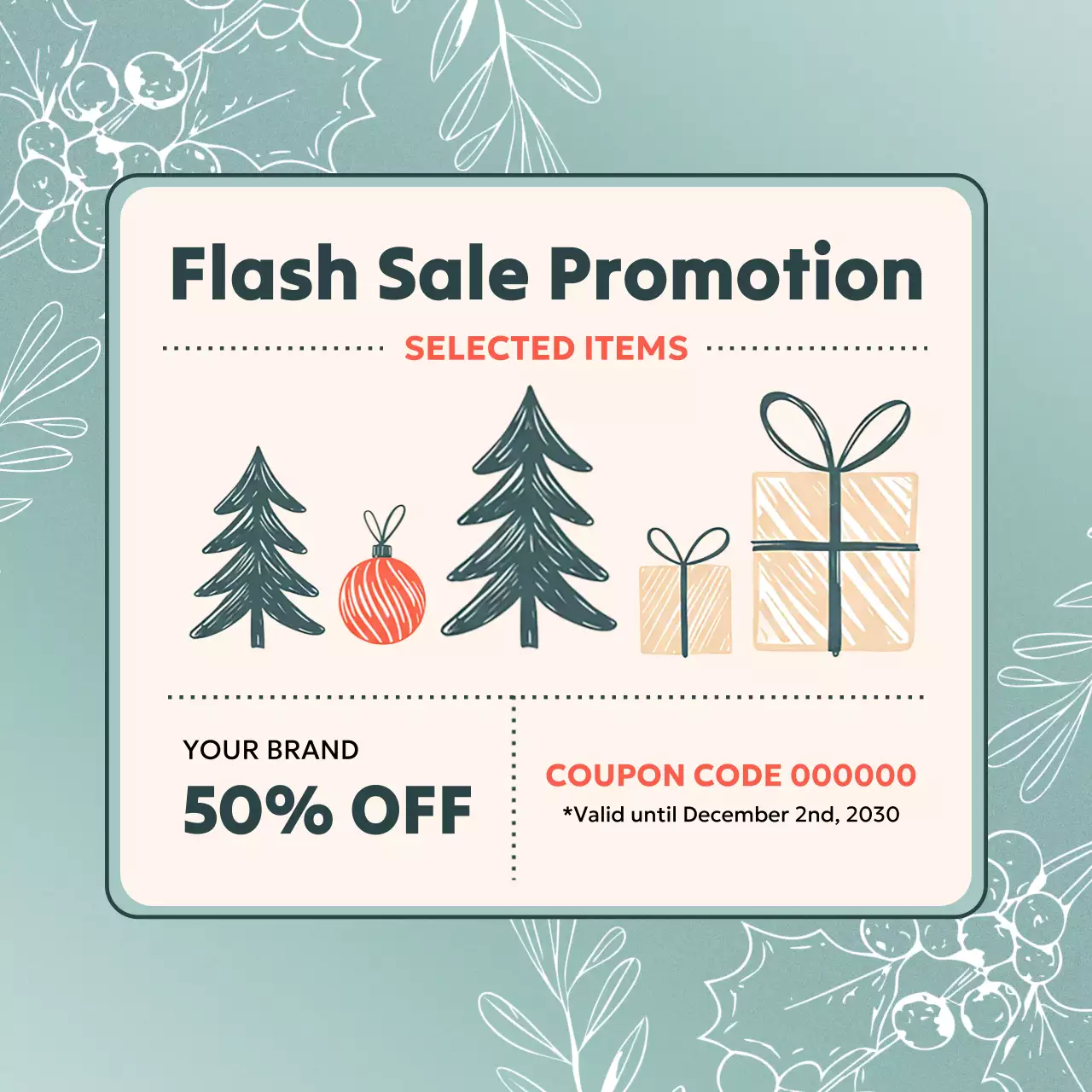 Beige Rustic Holiday Promotion Social Media Square