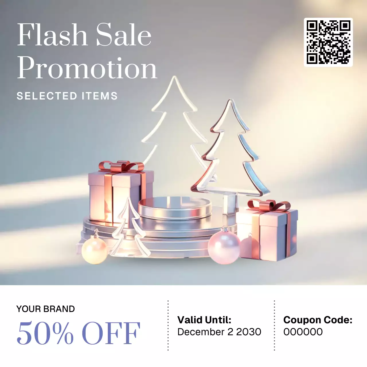 Silver Modern Holiday Sale Promotion