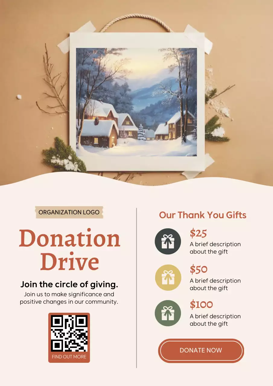 Beige Polaroid Donation Web Poster