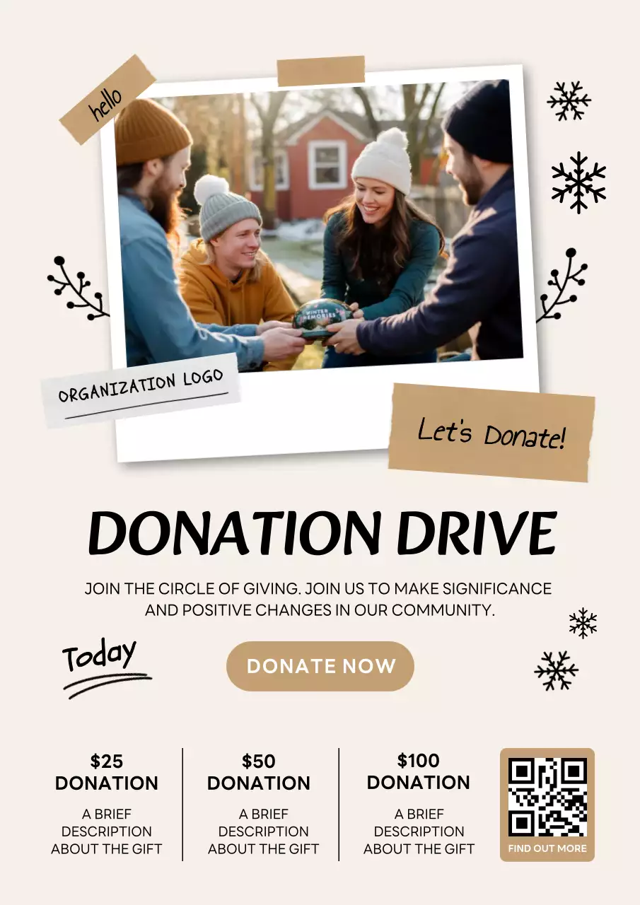Beige Modern Donation Web Poster
