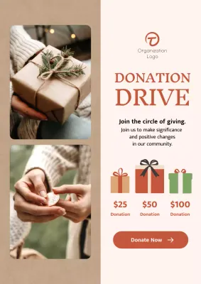 Beige Minimalist Donation Web Poster