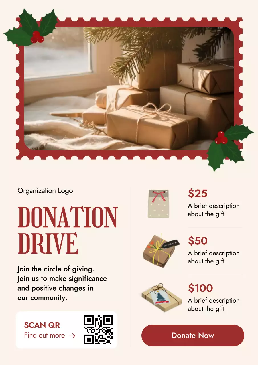 Beige Elegant Donation Web Poster