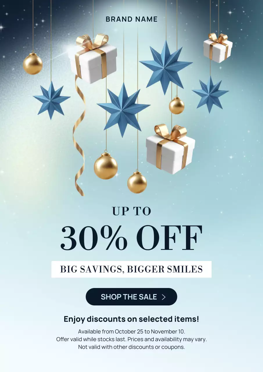 Blue Elegant Holiday Sale Promotion Poster