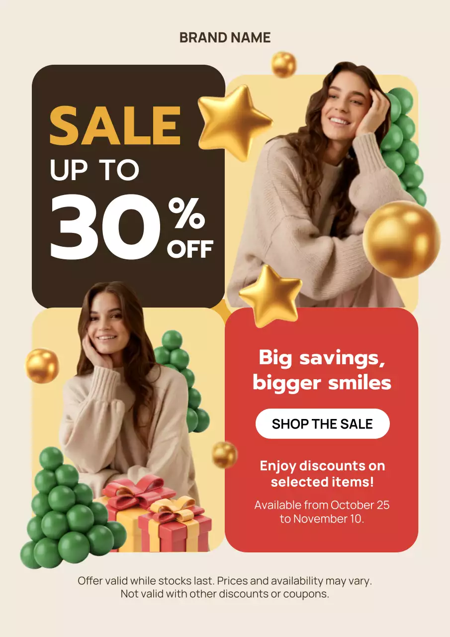 Beige Modern Sale Promotion Poster