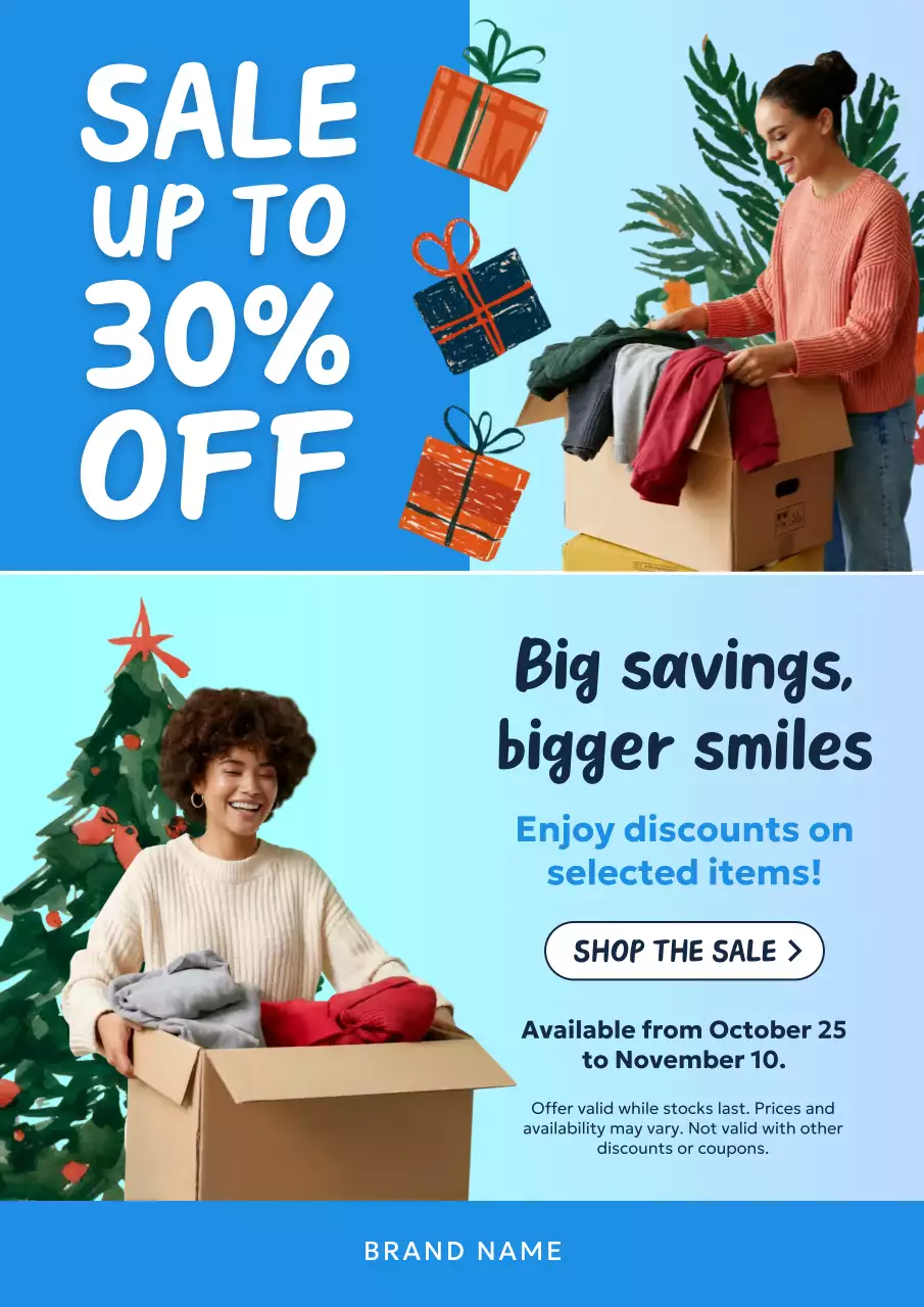 Blue Festive Holiday Sale Promotion Poster