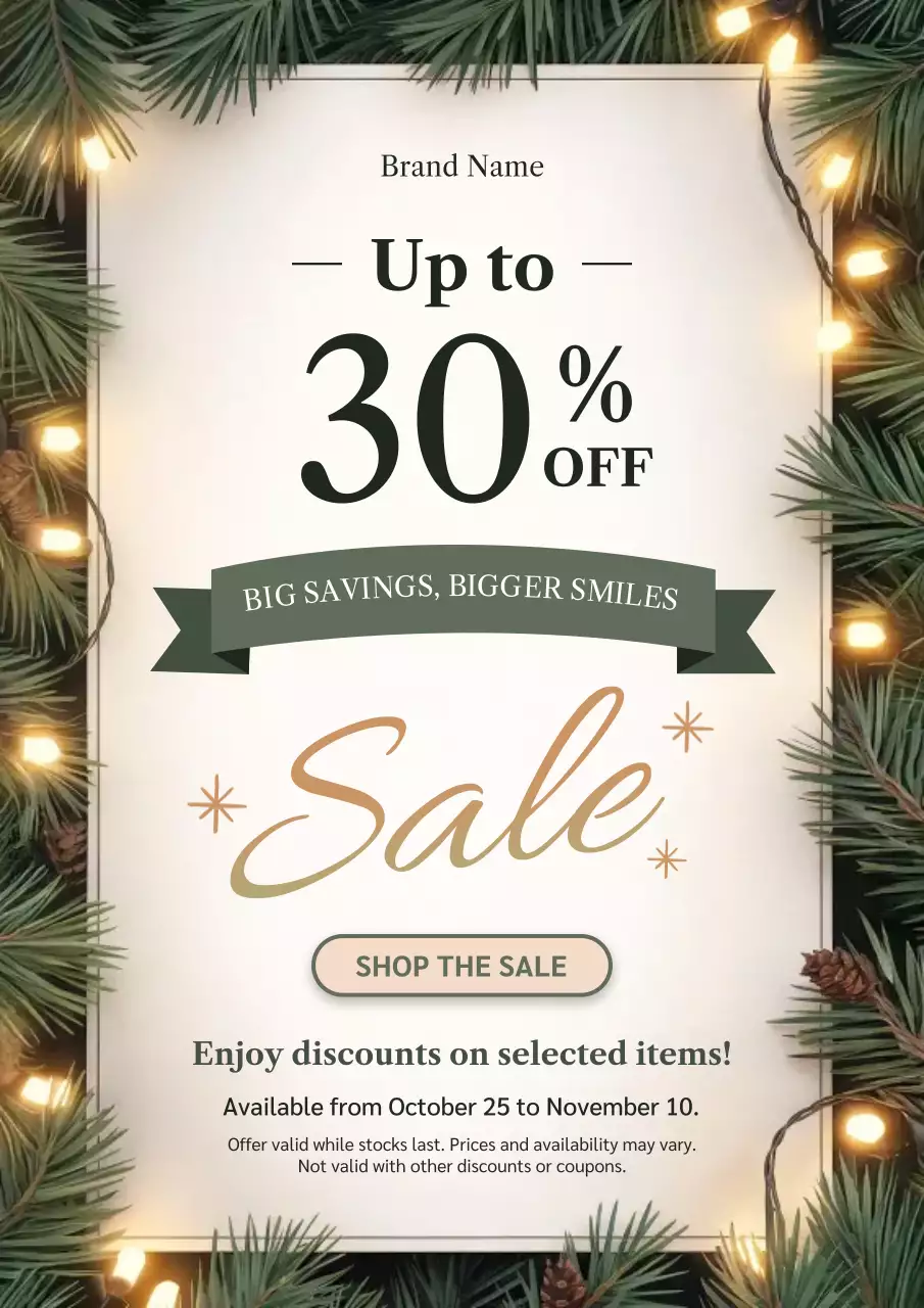 Green Classic Holiday Sale Promotion Poster