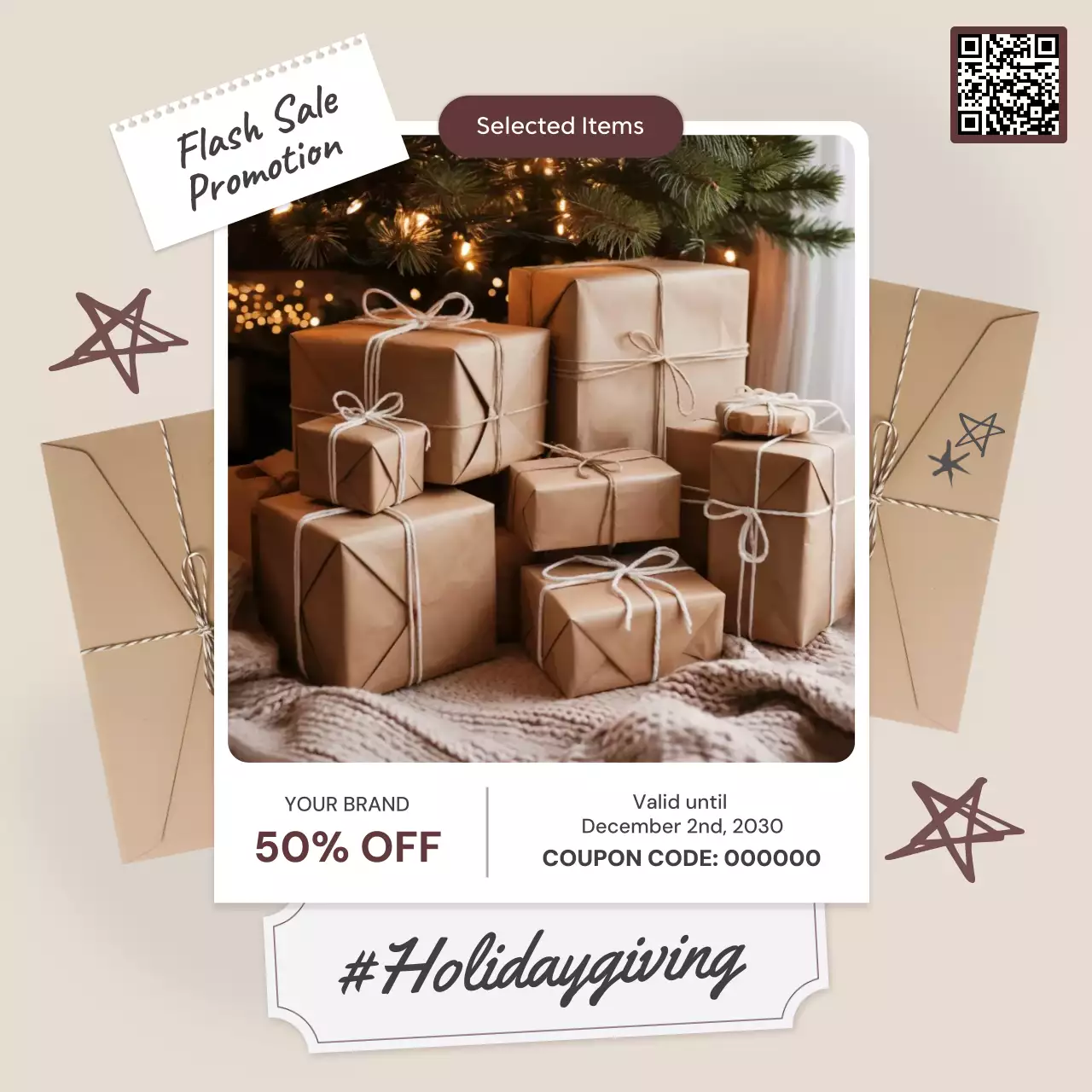 Beige Modern Holiday Promotion