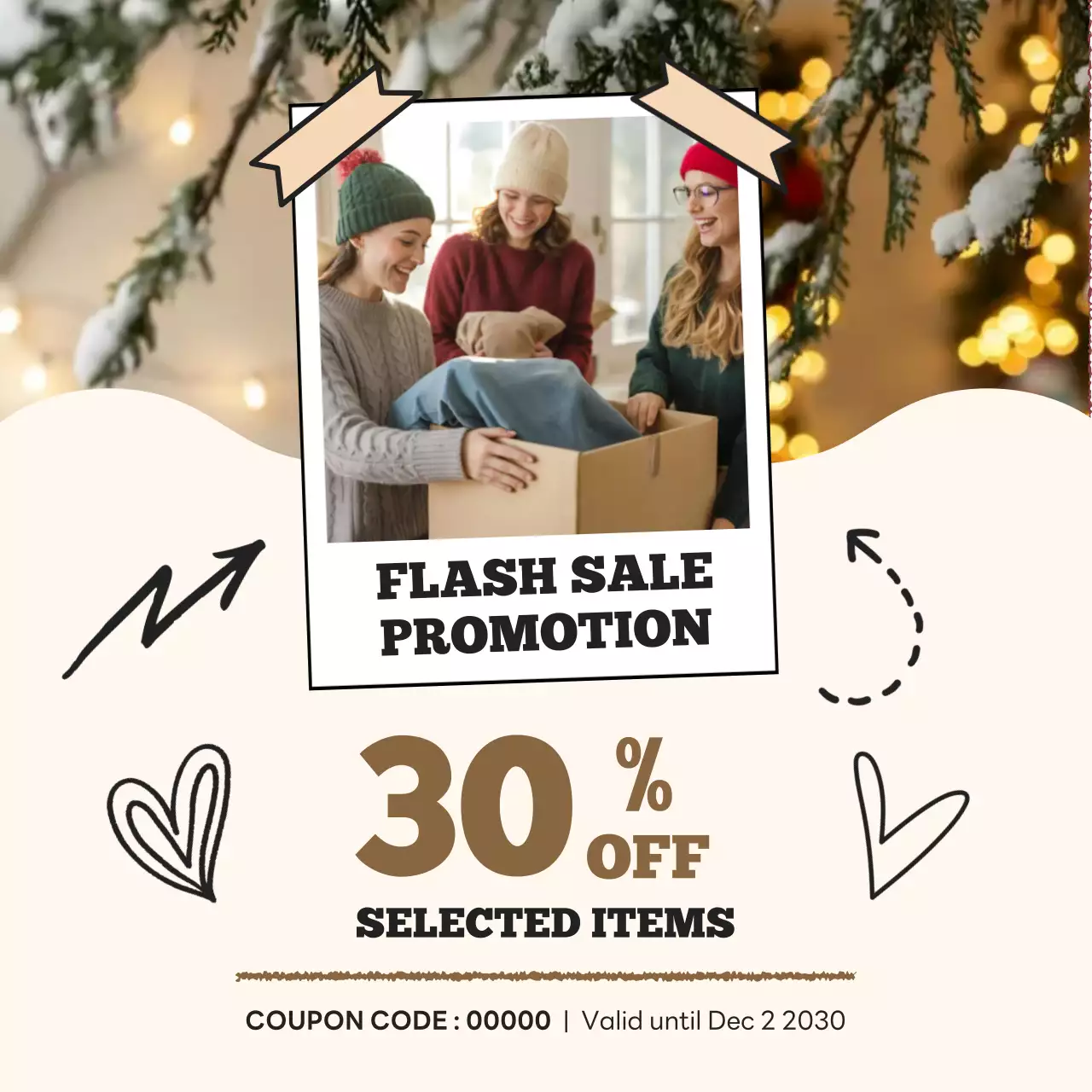 Beige Festive Holiday Sale Promotion