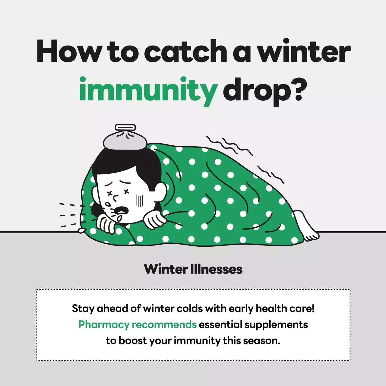 quảng cáo hiệu thuốc tối giản màu xanh lá cây