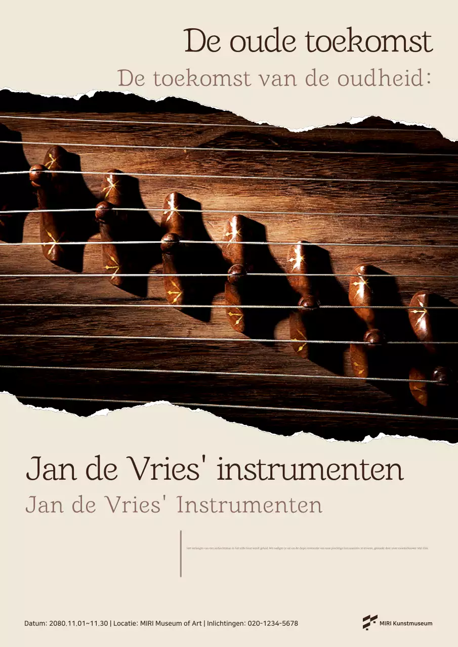 Beige Traditionele Muziekinstrumenten Tentoonstelling