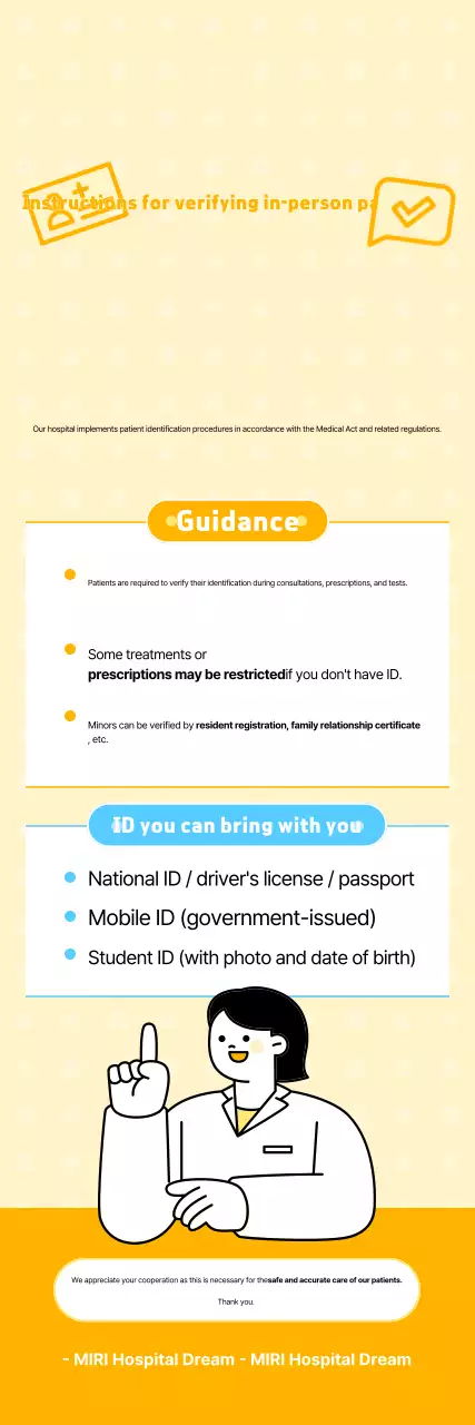 Aviso simples amarelo sobre informações hospitalares