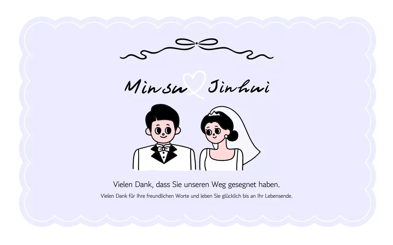 Eine niedliche und liebliche Hochzeitseinladung in Lavendel