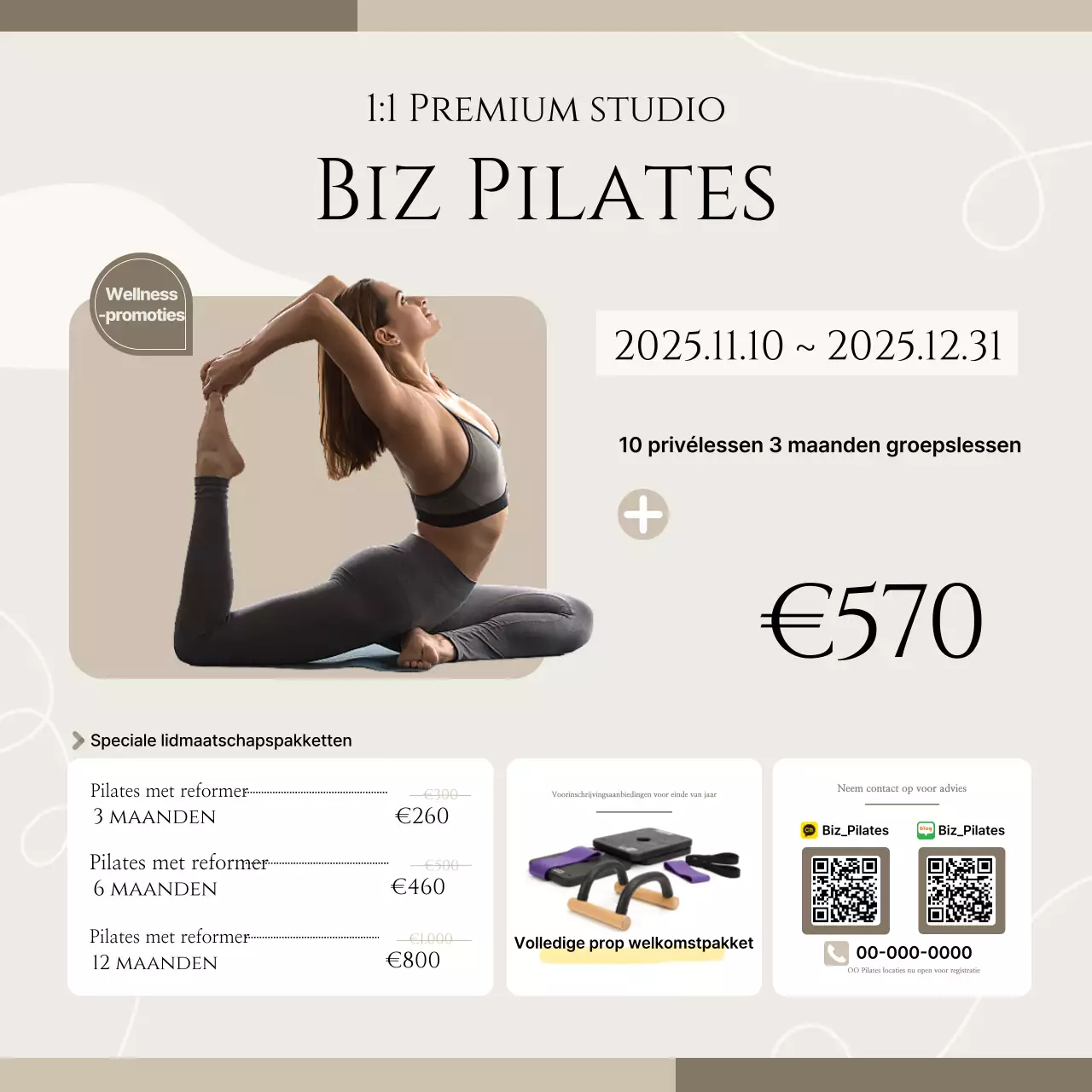 Beige Modern Pilates Promotie