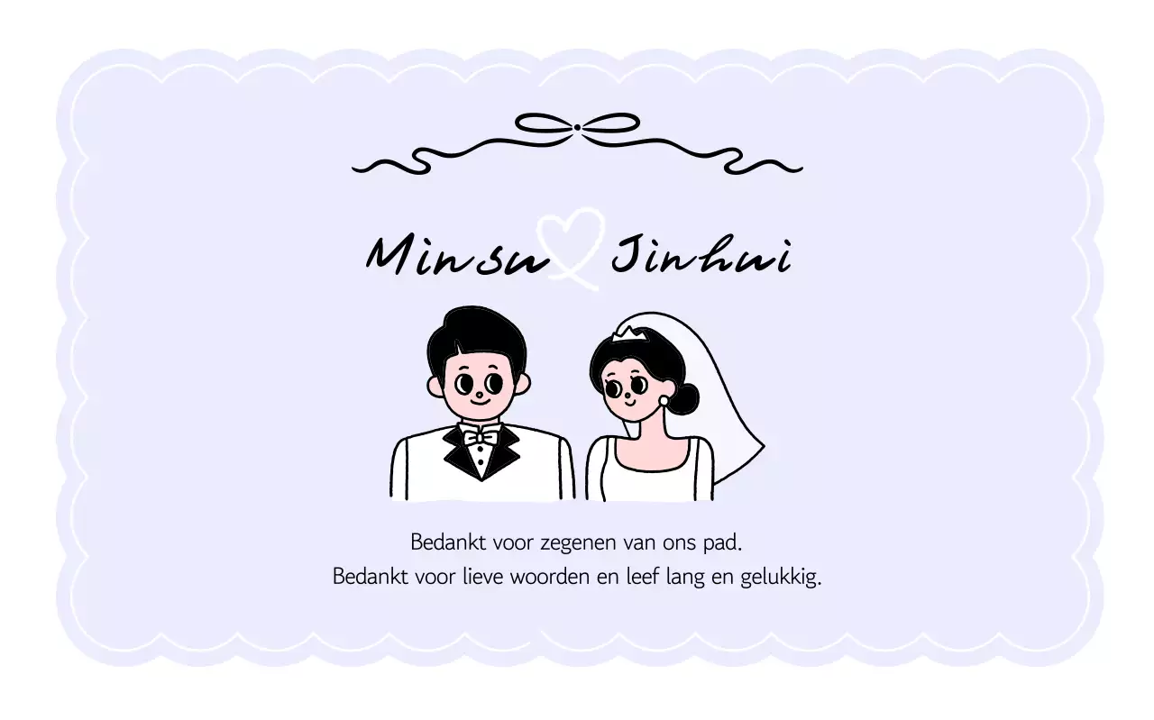 Een schattige en mooie trouwuitnodiging in lavendel