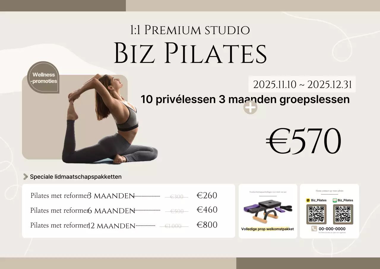 Beige Modern Pilates Promotie