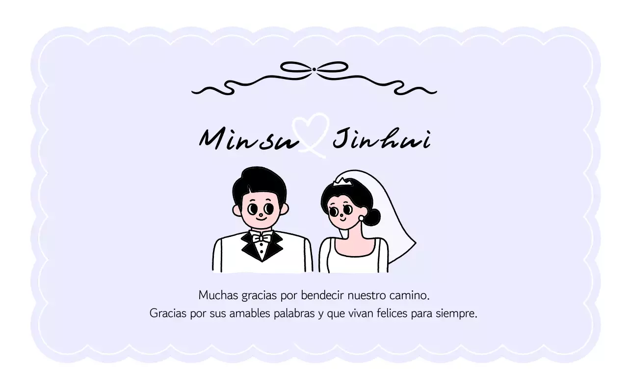 Una linda y encantadora invitación de boda en lavanda.