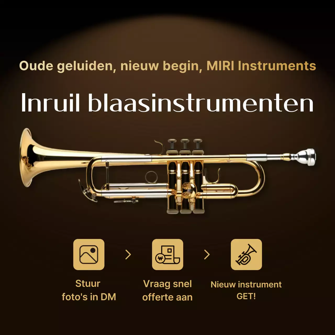 Bruine moderne muziekinstrumentadvertentie