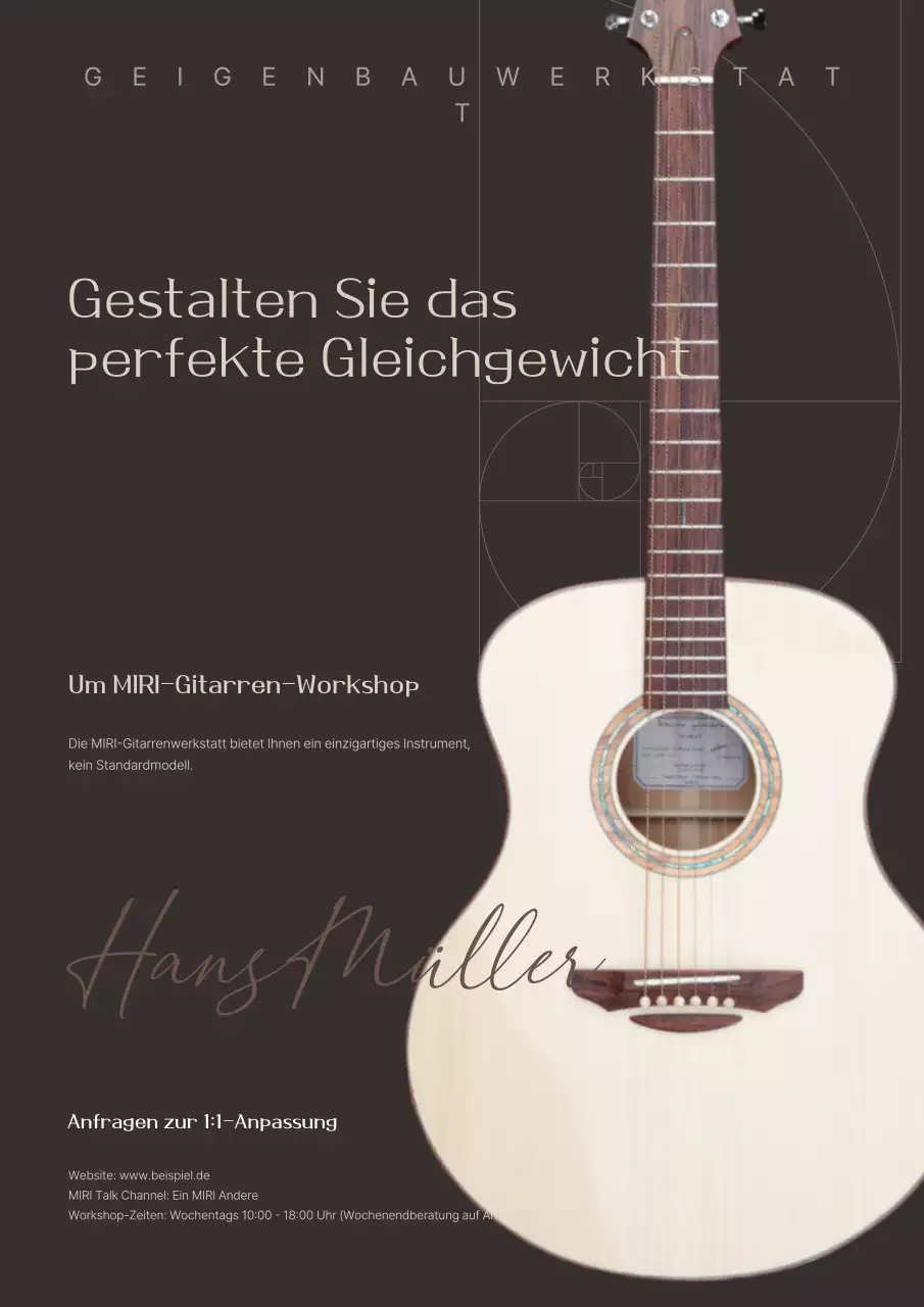 Beige Modern Guitar Workshop Werbung