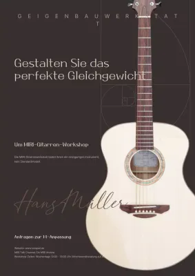 Beige Modern Guitar Workshop Werbung