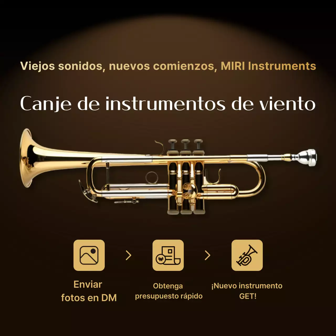 Anuncio de instrumento musical moderno de color marrón