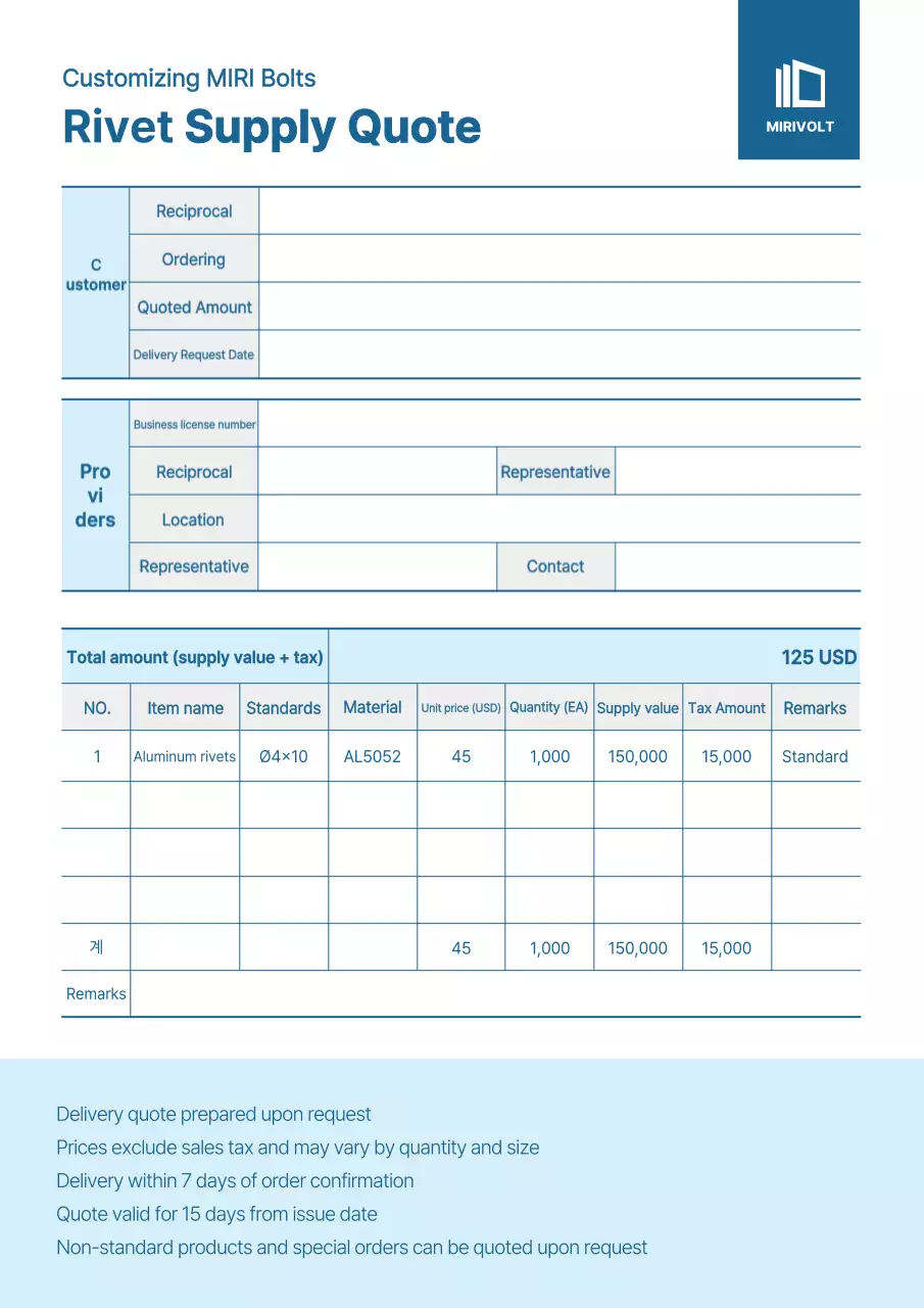 Thông tin báo giá Blue Clean
