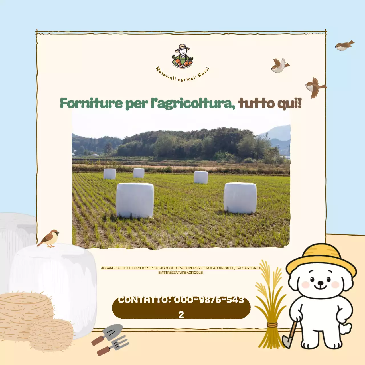 Pubblicità agricola carina color azzurro cielo