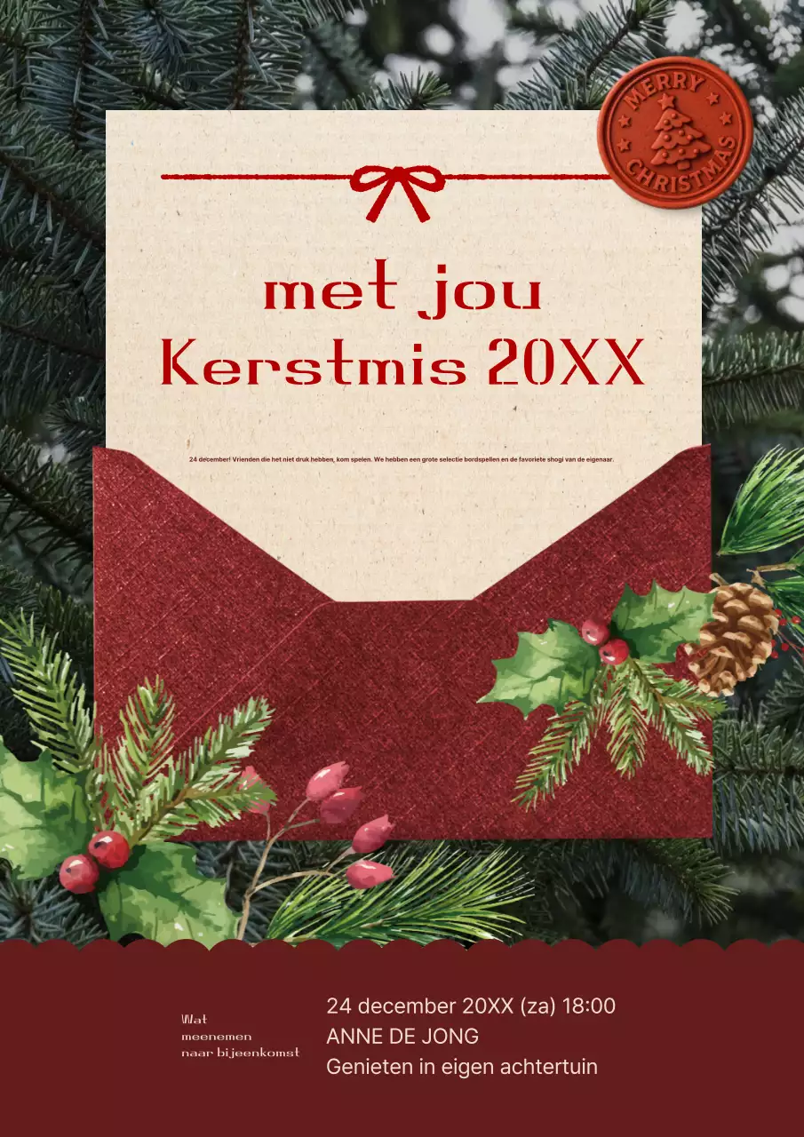 Vintage kerstuitnodiging