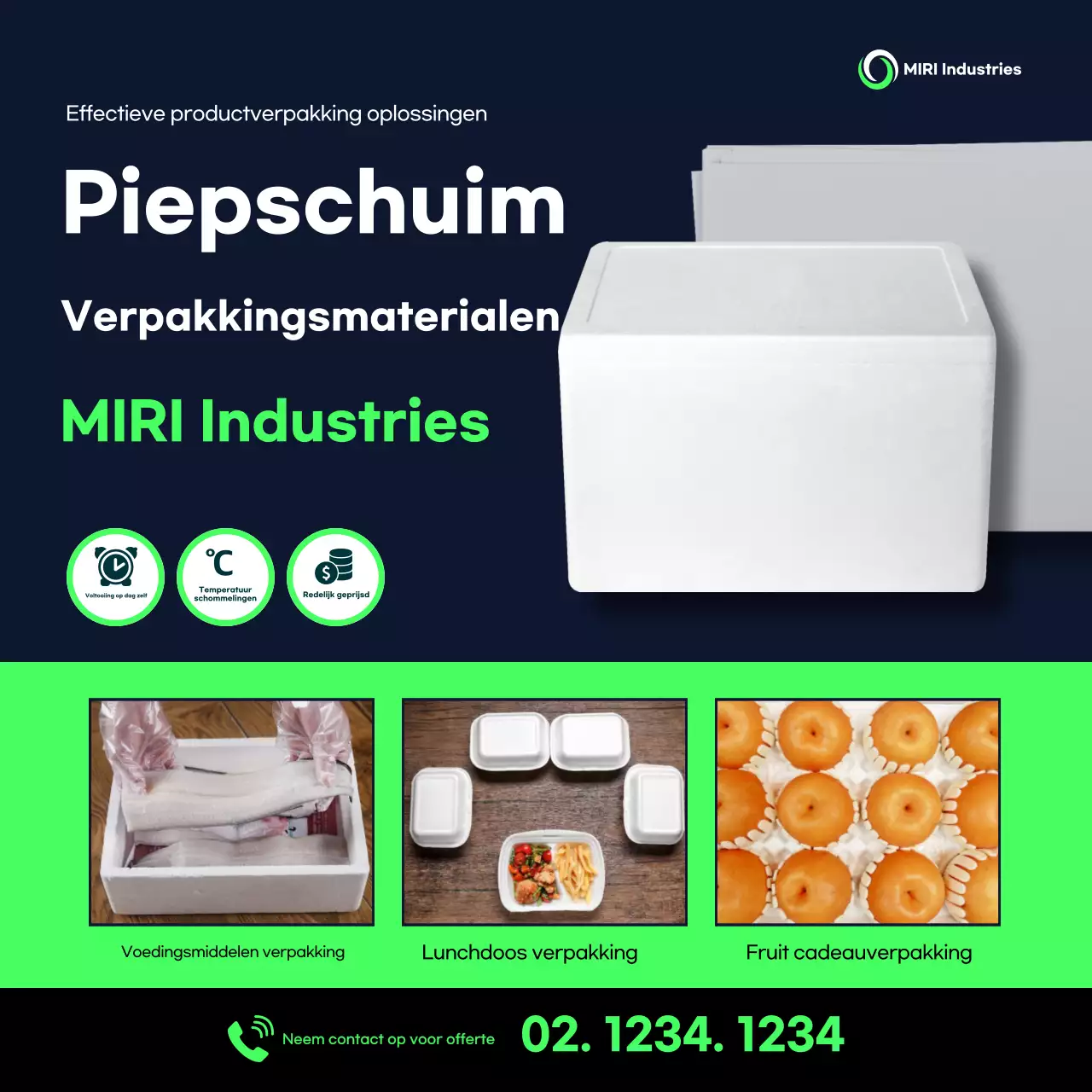 Groene eenvoudige verpakkingsadvertentie