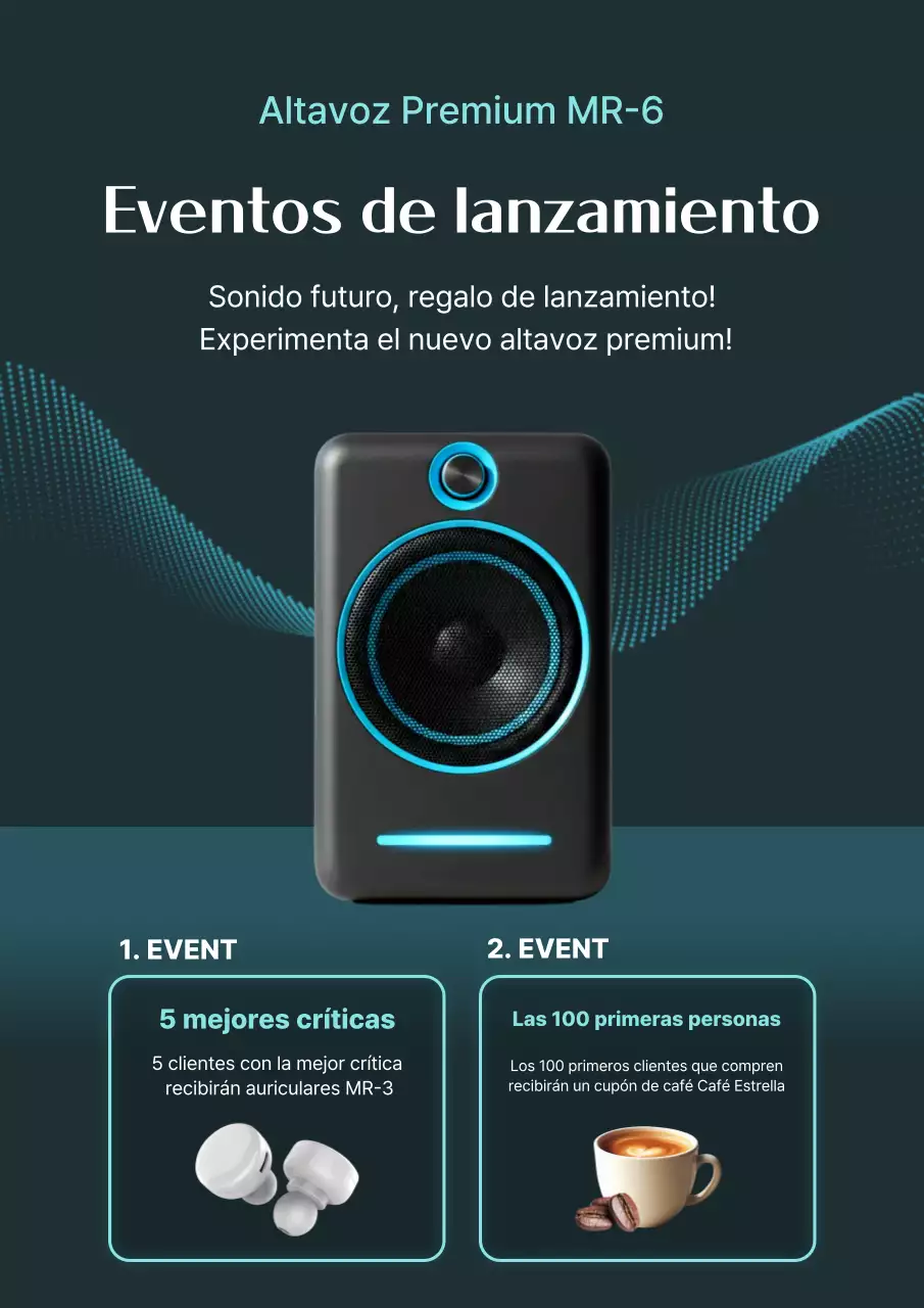Evento de audio moderno azul cielo
