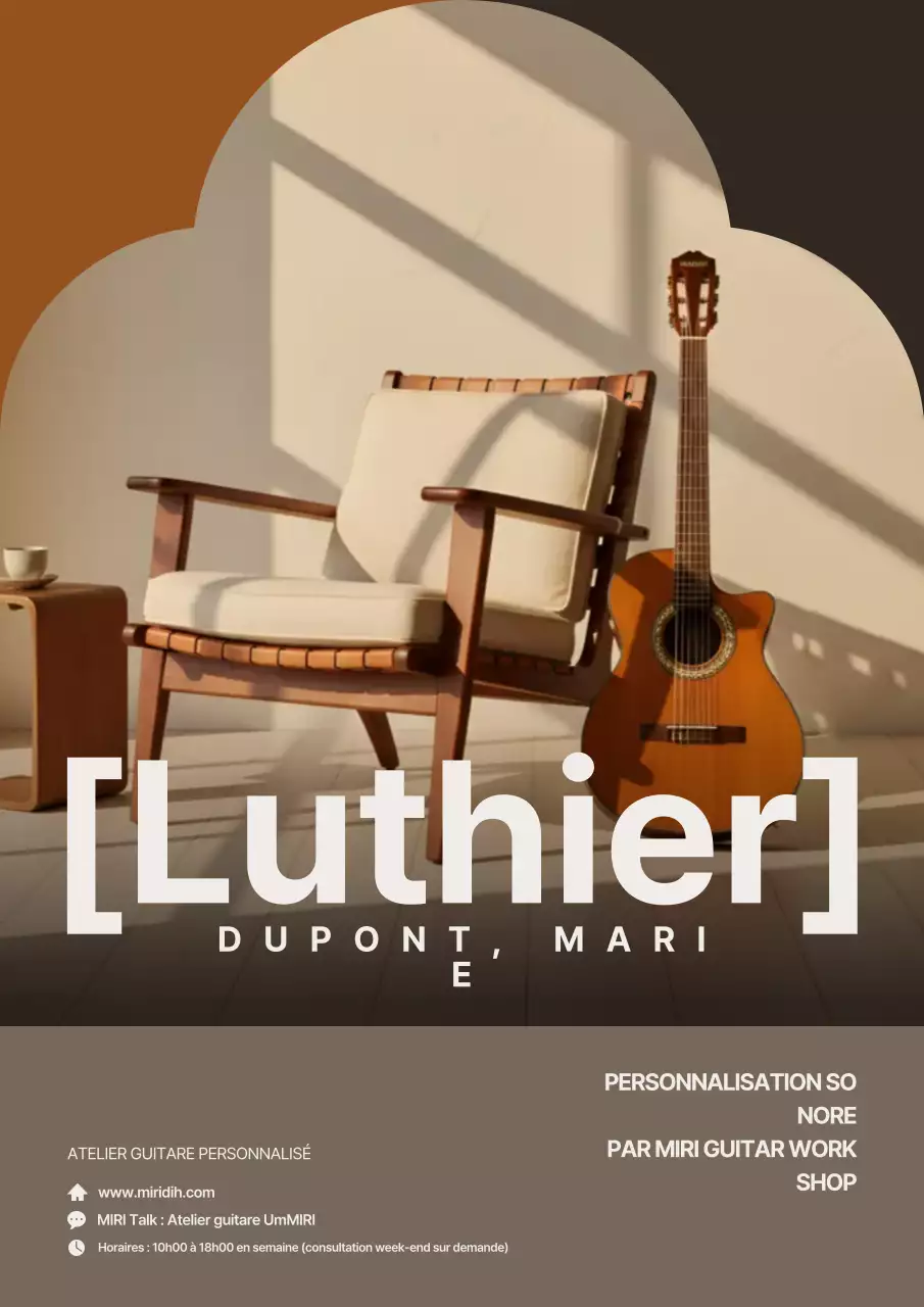 Publicité pour un instrument de musique moderne marron