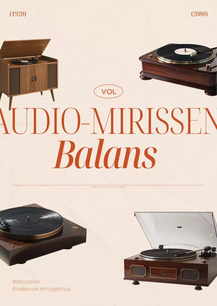 Beige Vintage Draaitafel Audio Advertentie