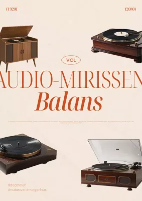 Beige Vintage Draaitafel Audio Advertentie