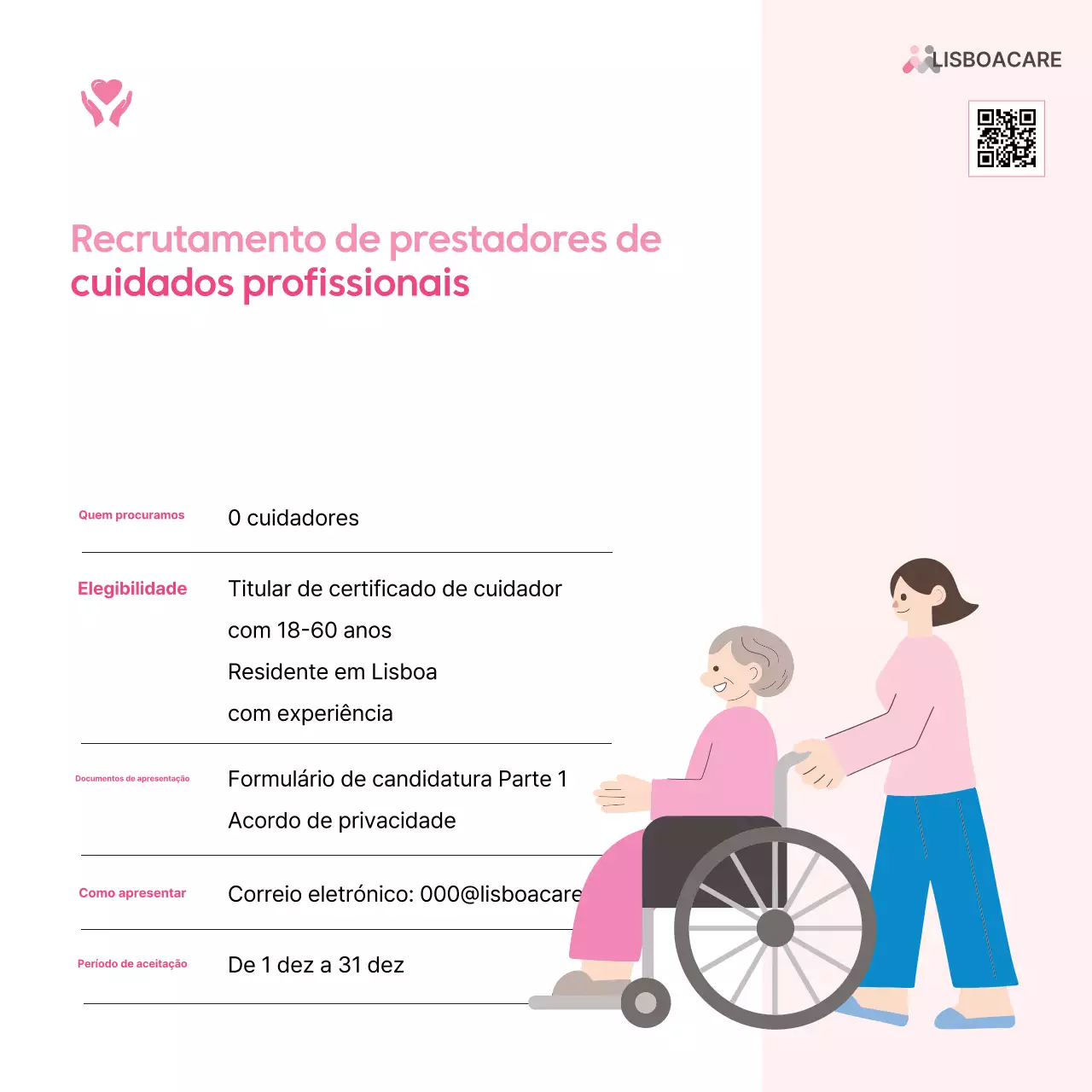 Recrutamento de cuidadores Pink Simple