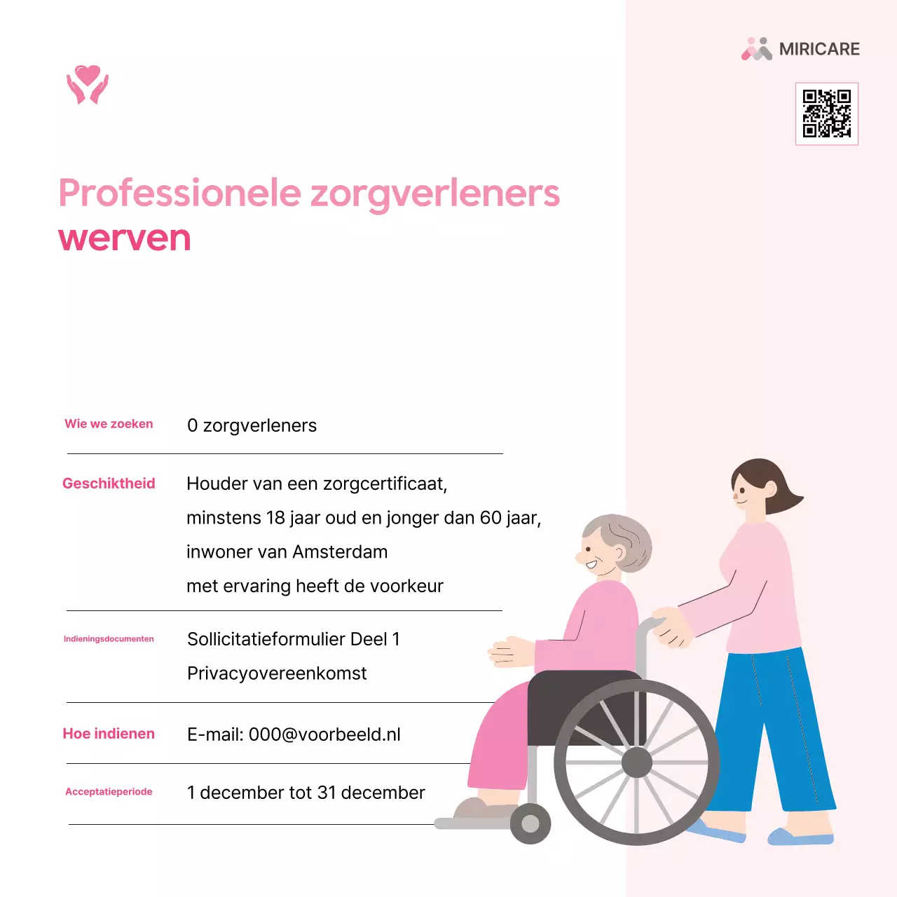 Pink Simple Caregiver Recruitment
