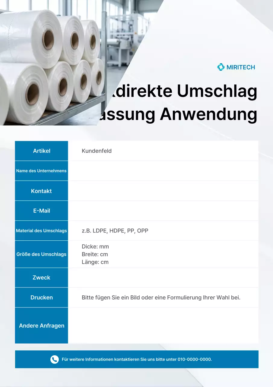 Förderung des Antragsformulars für die Herstellung von weißen, sauberen Produkten