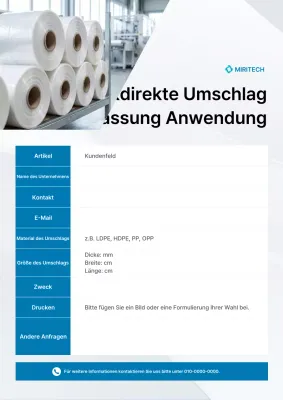 Förderung des Antragsformulars für die Herstellung von weißen, sauberen Produkten