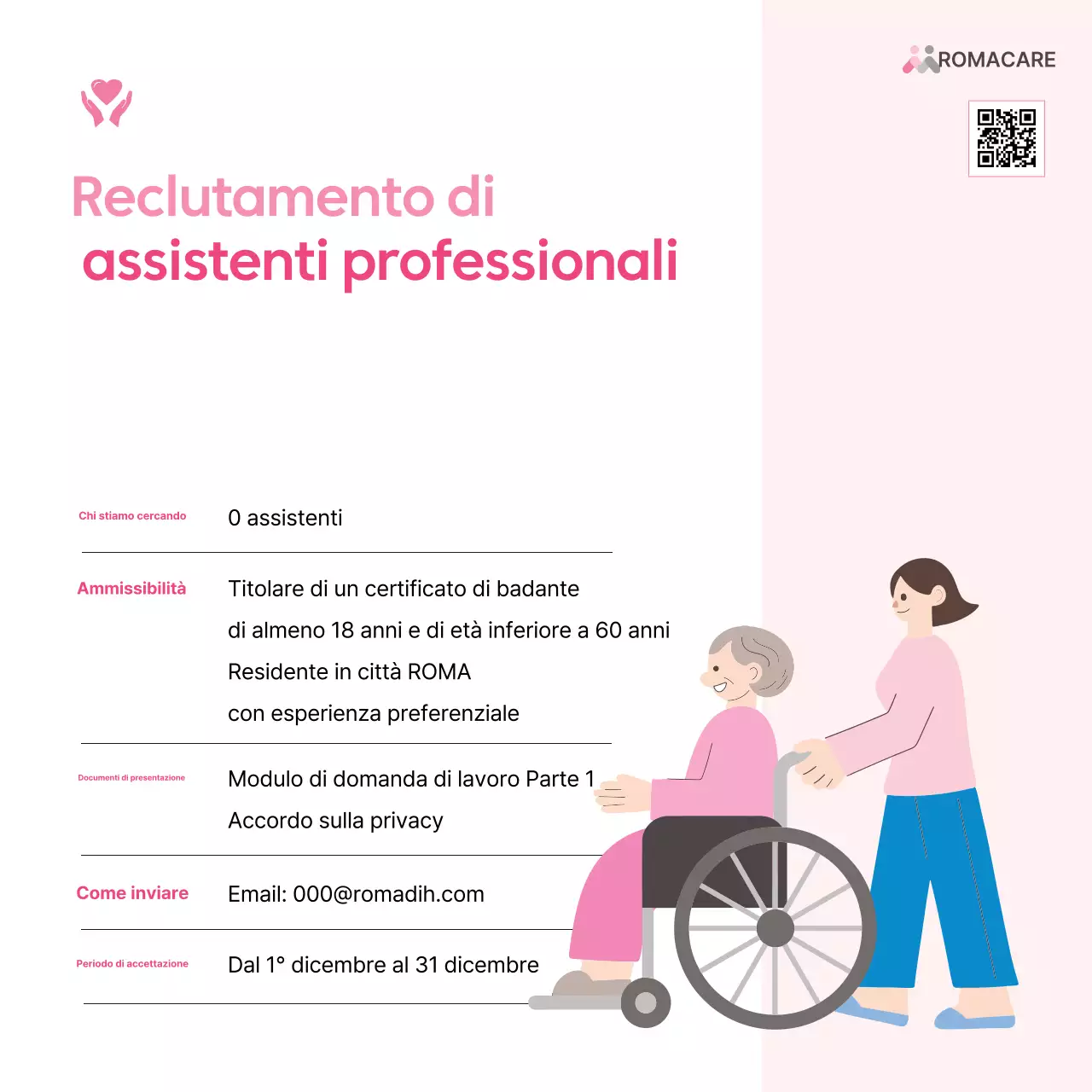 Reclutamento di assistenti semplici rosa