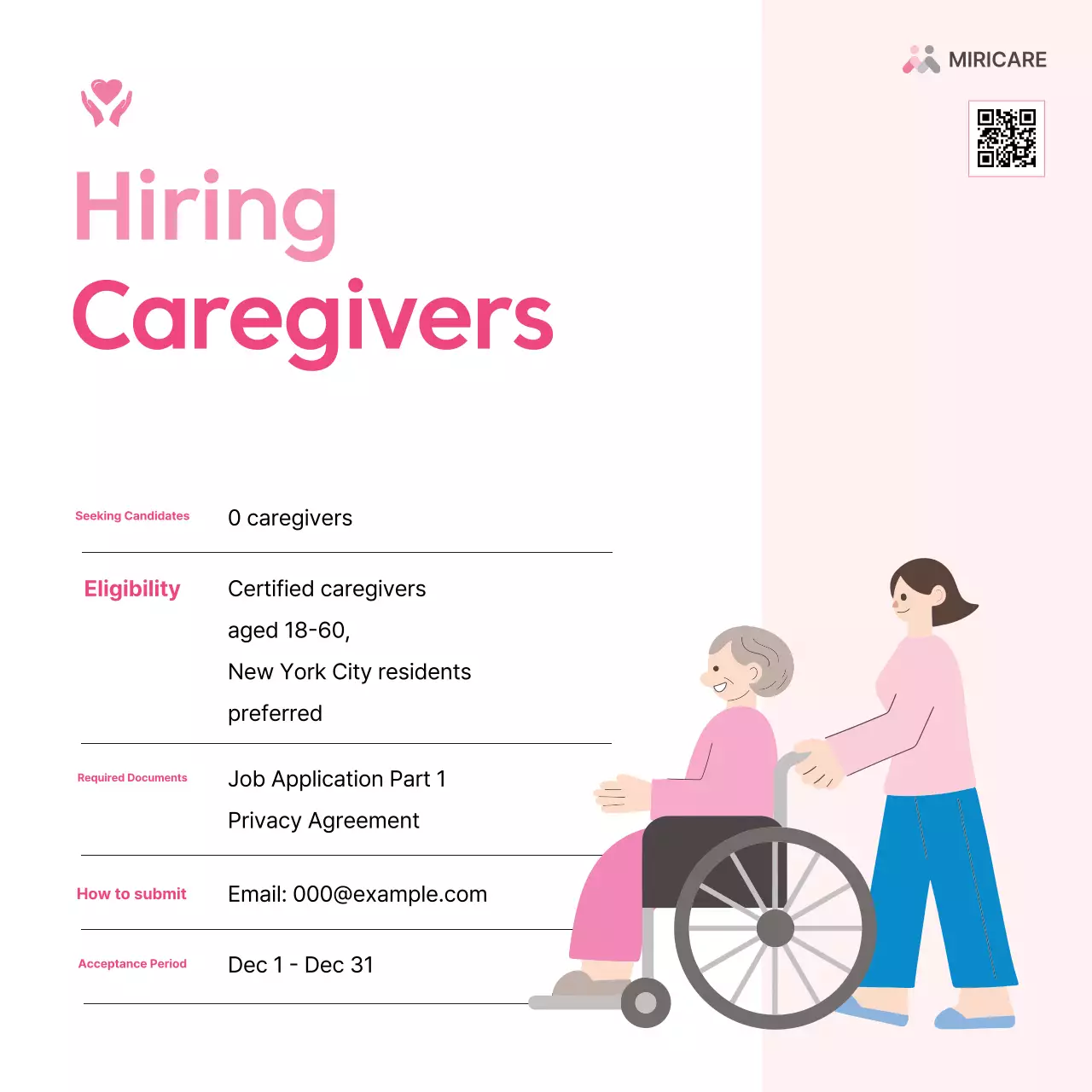 Tuyển dụng Người chăm sóc đơn giản màu hồng