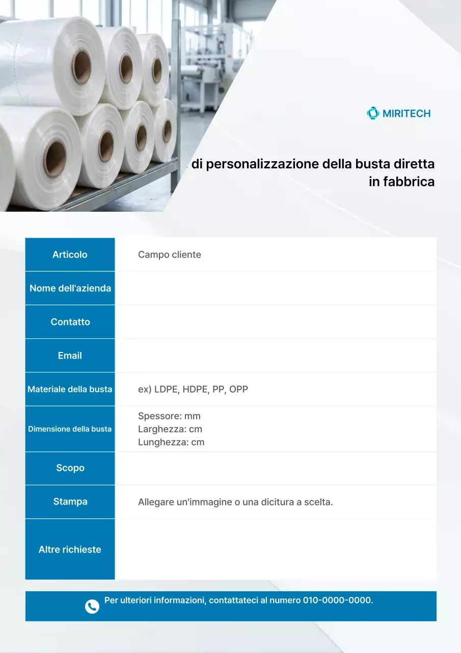 Modulo di domanda per la promozione della produzione di materiale bianco pulito